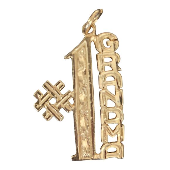Marked 14K Jewelry - 14K Gold "#1 GRANDMA" Pendant Charm